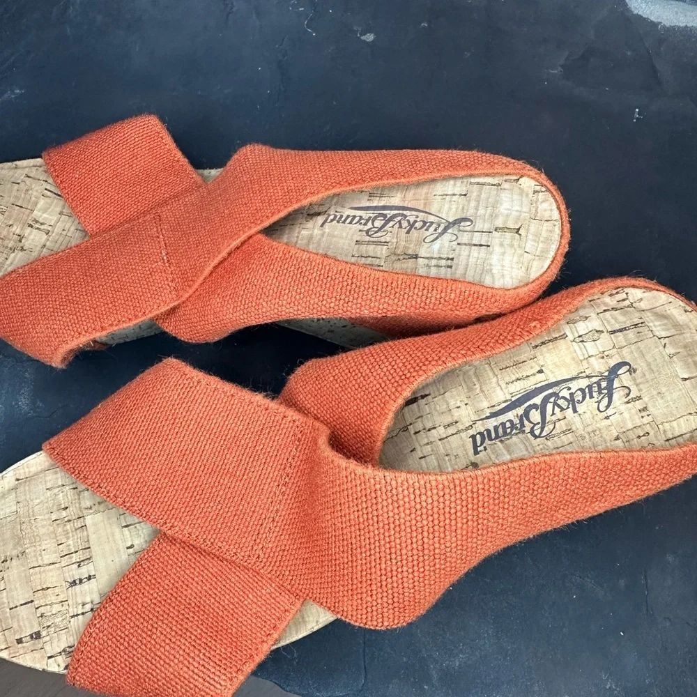 Lucky Brand Orange Wedge Sandals